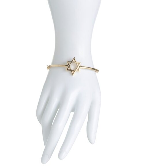 MILOR SILVER  Italy 14kt Gold Plated Star Of David Bangle Bracelet - Picture 2 of 2